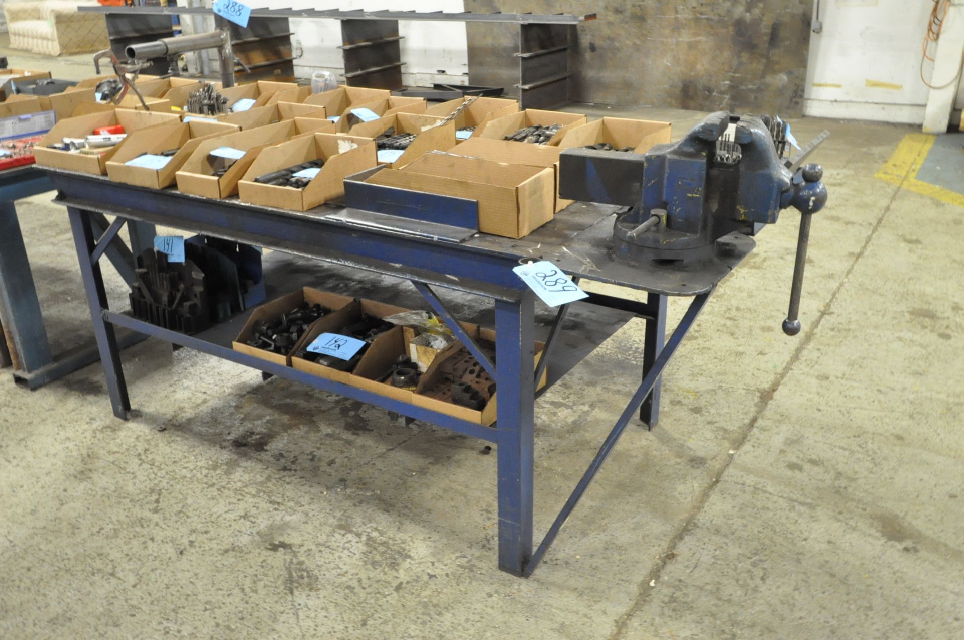 81"L x 38"W x 34"H Steel Work Bench with YOST 5" Bench Vise