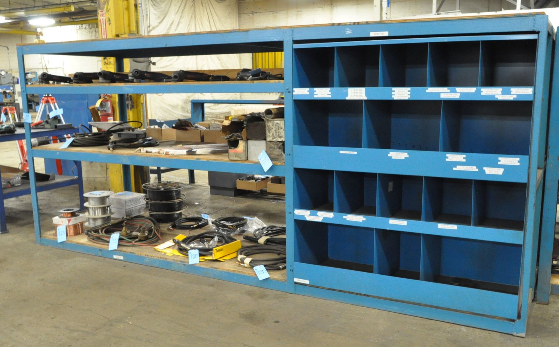 168" L x 48" W x 72" H Section Shelving with Open Bin Hole Organizer, (Contents Not Included)