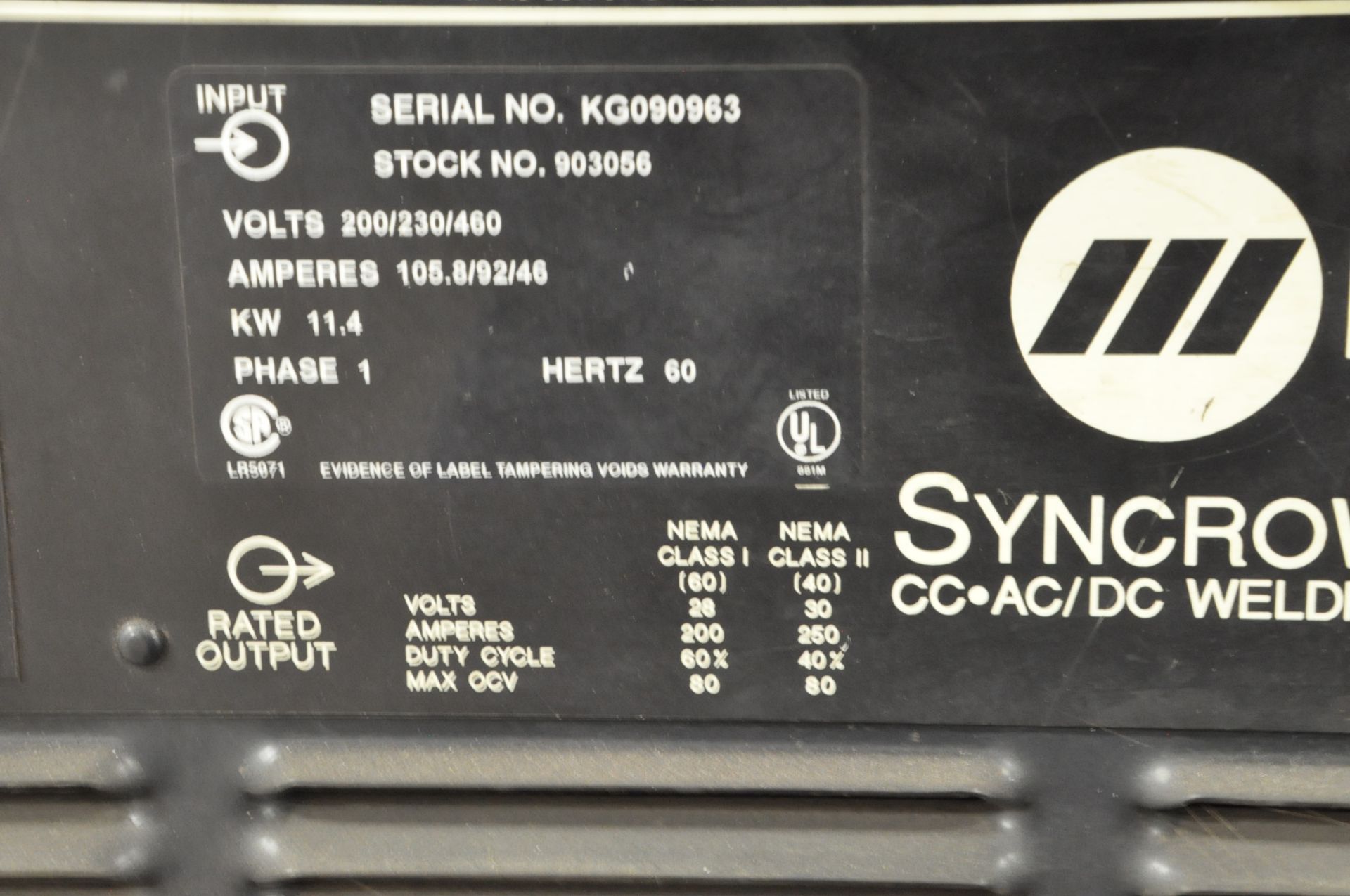 Miller Syncrowave 250, CC AC/DC Tig Welder, S/n KG090963 (1996), with Leads - Image 4 of 4