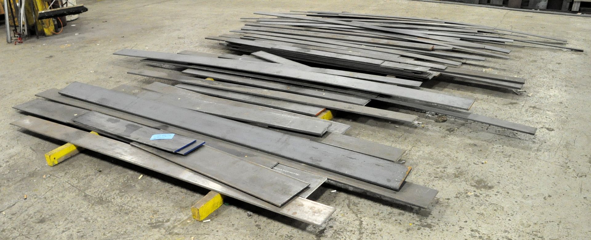 Lot-Flat Bar Steel Stock on Floor in (1) Group, Various Lengths and Widths