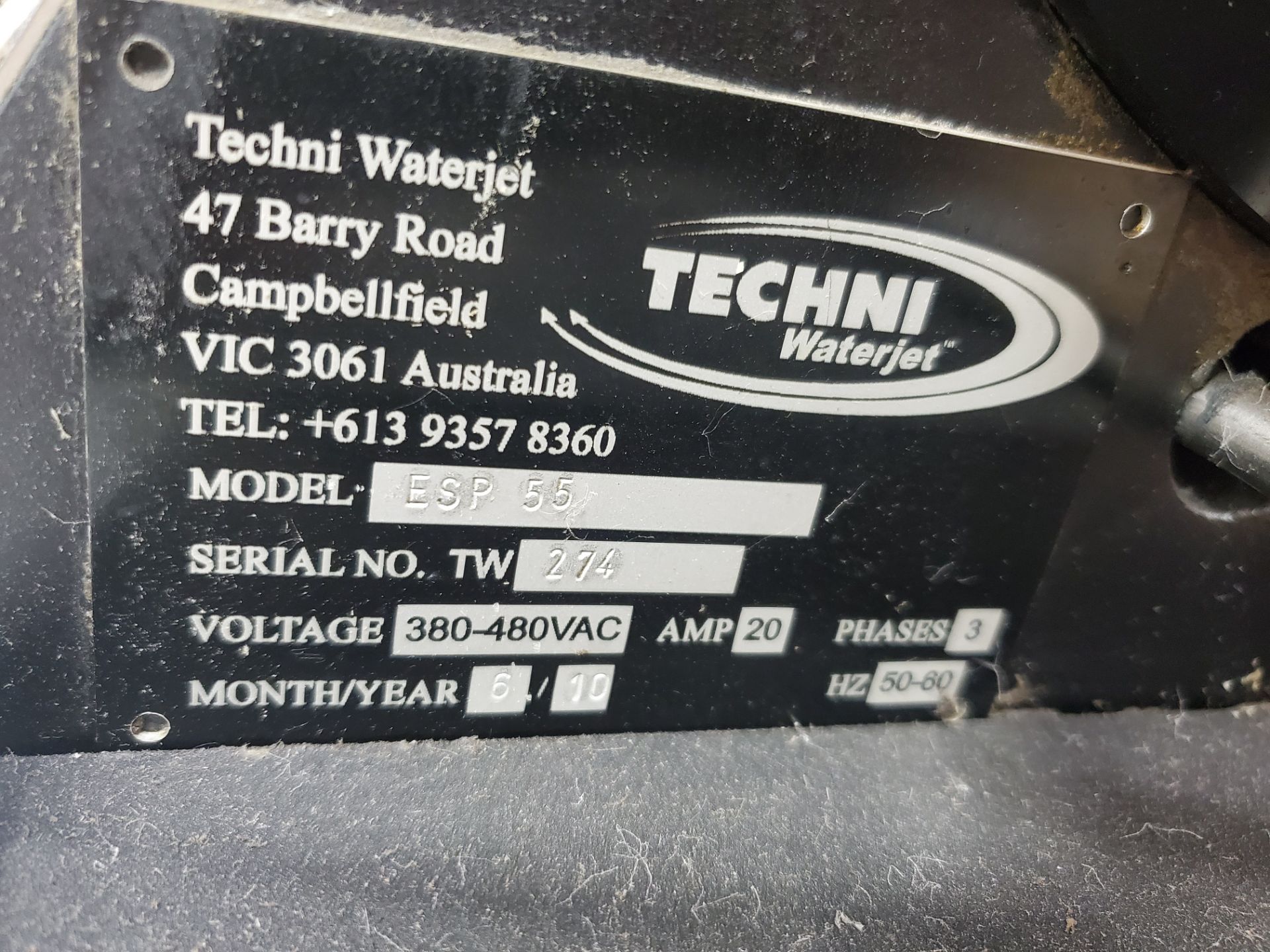 Techni Model ESP 55 Electro Servo Waterjet Pump, 55,000 PSI, Approximately 13,000 Hours, (2010) - Image 5 of 5
