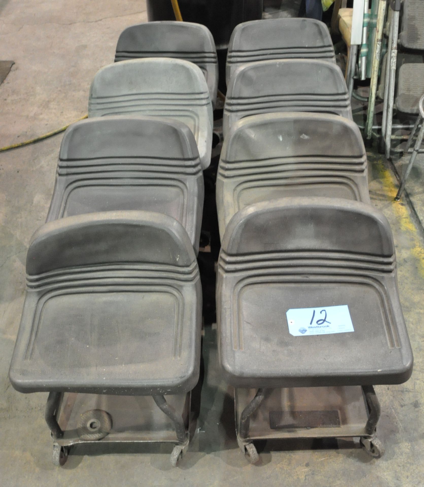 Lot-(8) 4-Wheeled Short Shop Seats