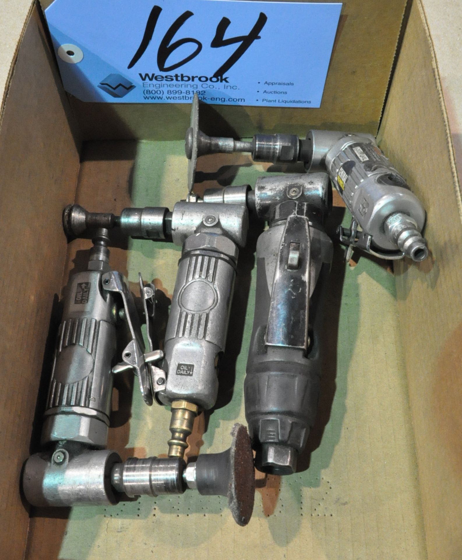 Lot-(1) Central Pneumatic, (1) Kobalt and (2) No Name Pneumatic Angle Die Grinders in (1) Box