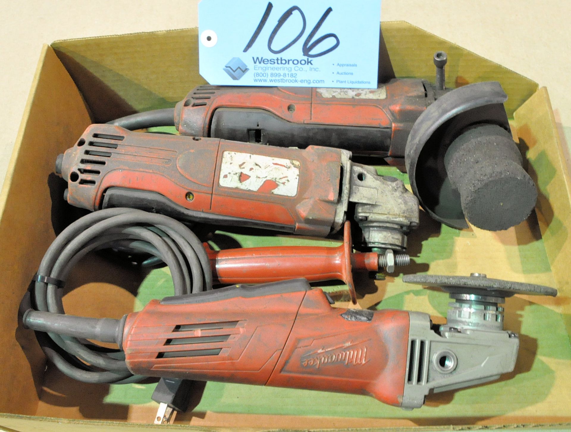 Lot-(3) Milwaukee 4 1/2" Electric Angle Grinders in (1) Box