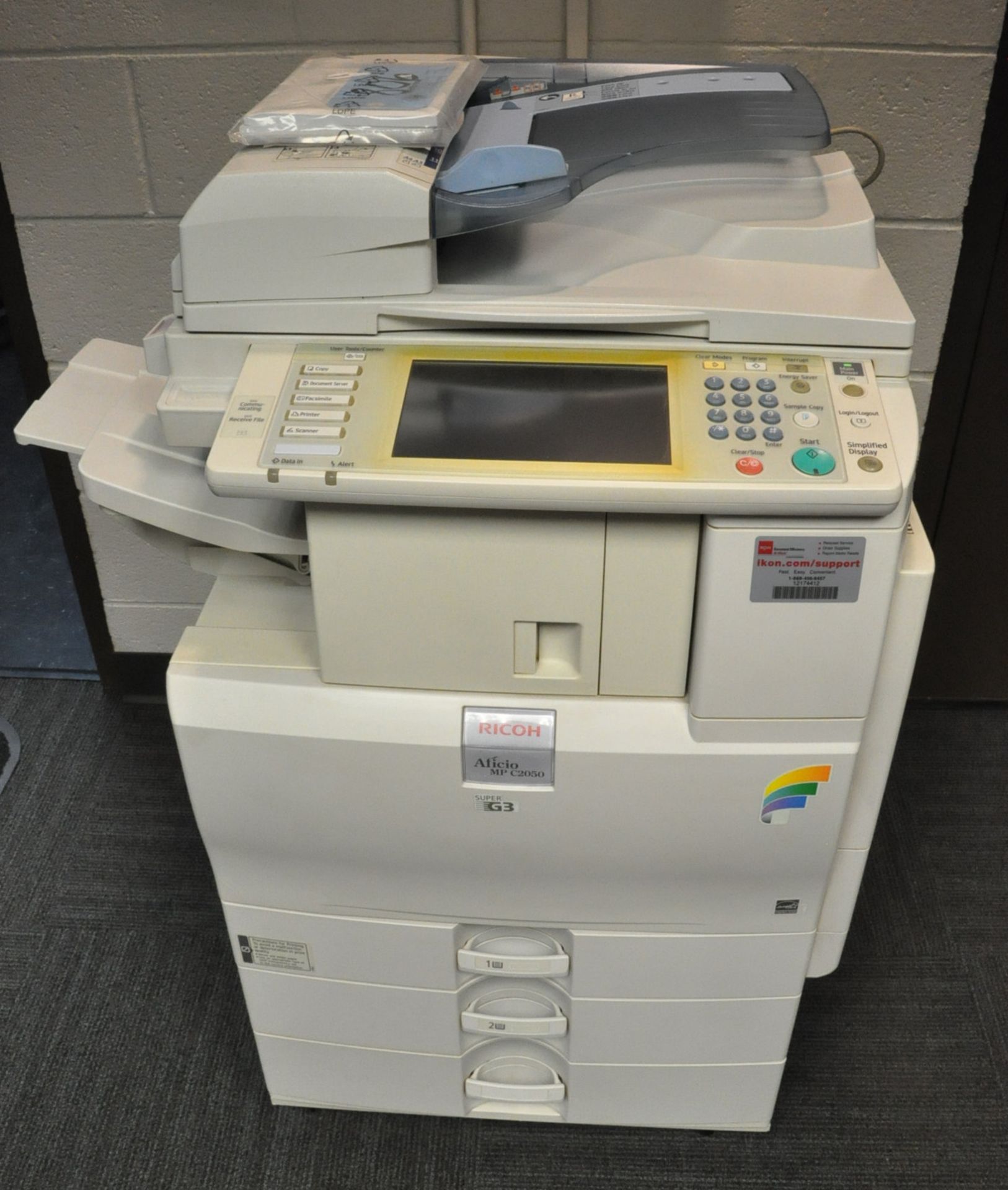 Ricoh Afcio MP C2050, Copier/Fax Machine with Supply, (Front Office)