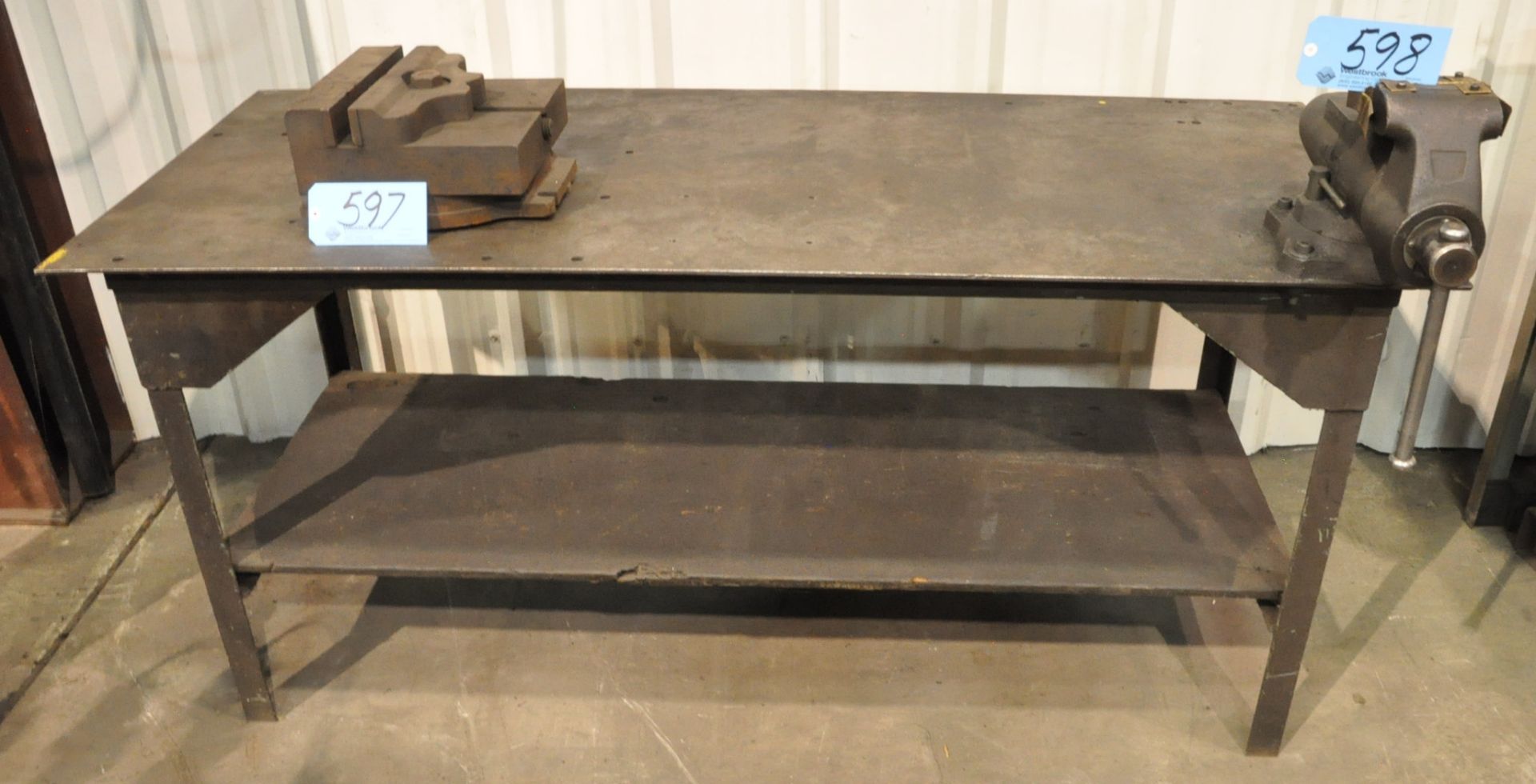 30" x 72" x 5/16" Steel Table with Wilton 5" Machinist Vise, with 30" x 60" Steel Bench