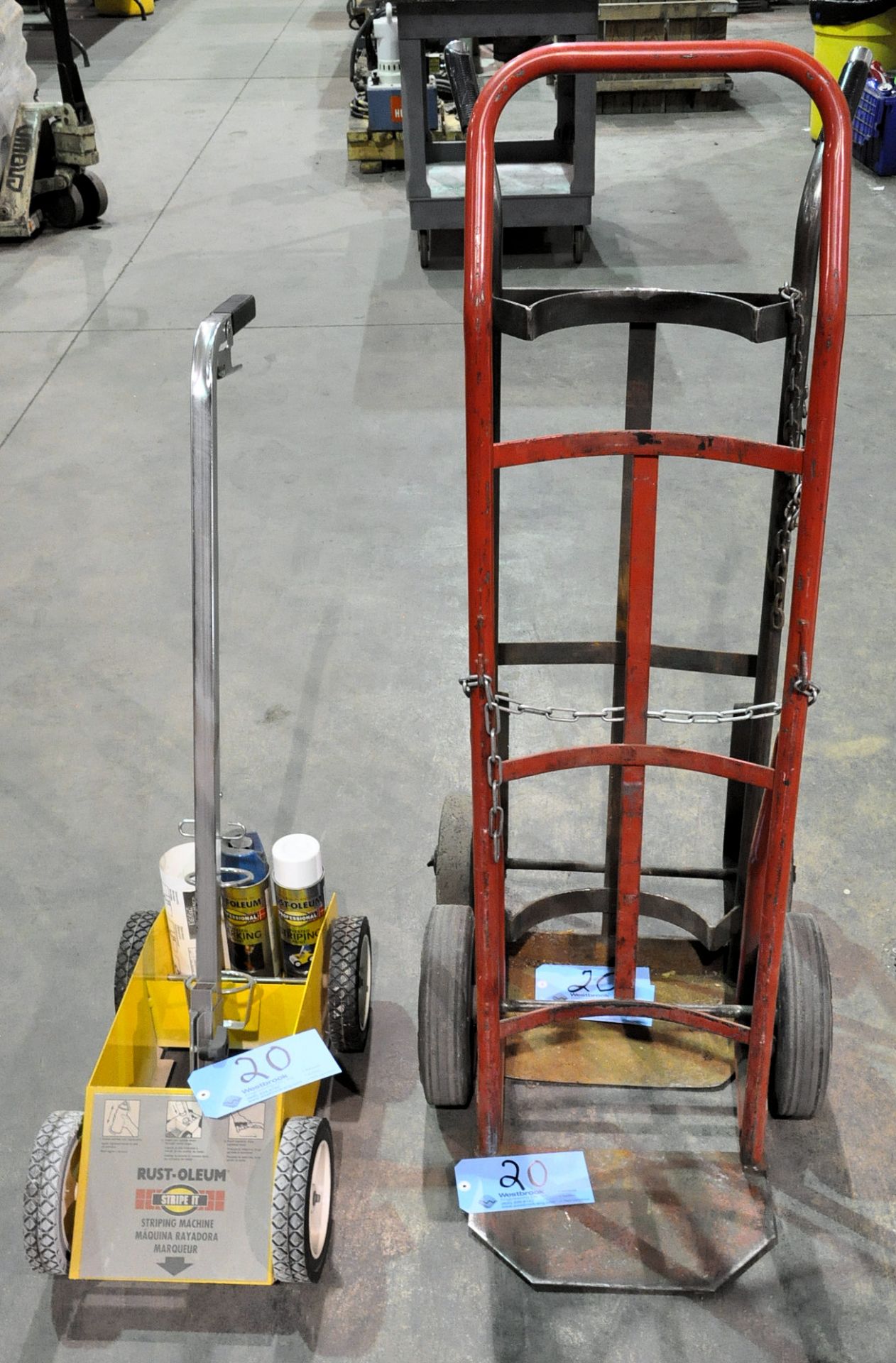 Lot-(2) Various 2-Wheel Hand Carts and (1) Line Striper