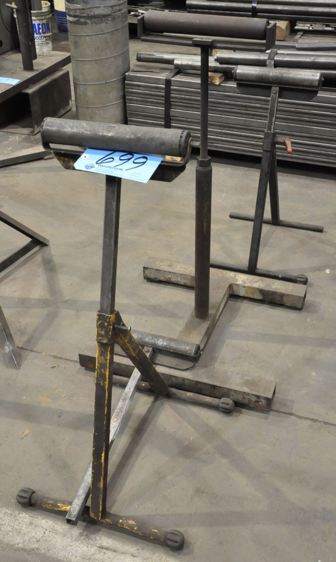Lot-(3) Adjustable Height Roller Stock Feed Stands in (1) Row
