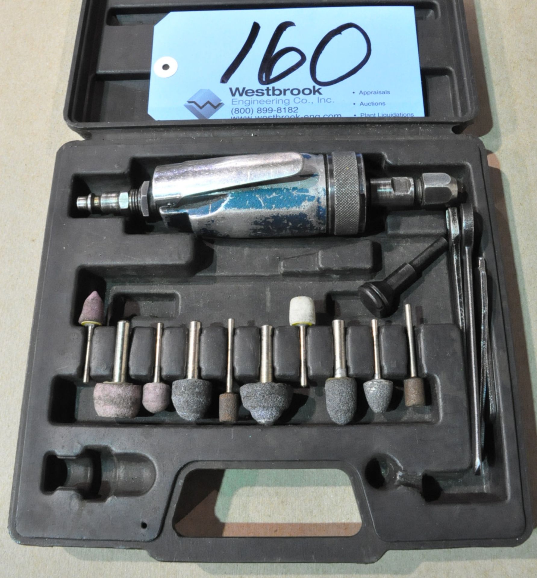 No Name Pneumatic Straight Die Grinder with Grinding Stones and Case