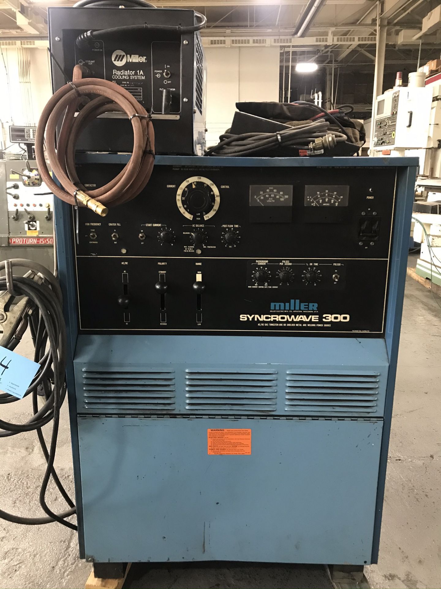 Miller Syncrowave 300 Welder w/ Miller Radiator 1A Cooling System - Image 2 of 4