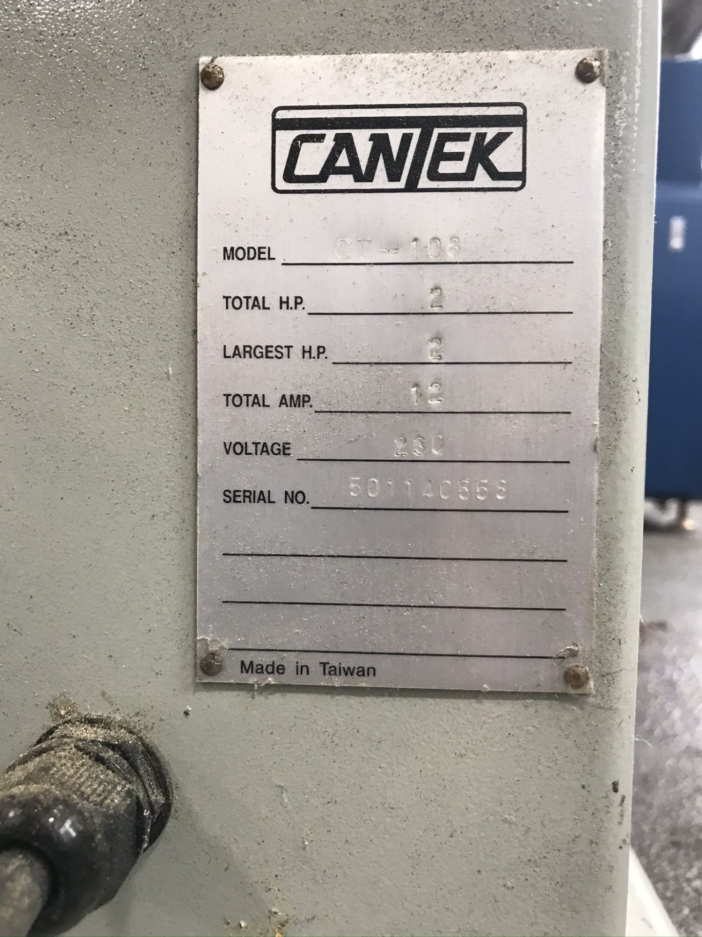 Cantek CT-108 Horizontal Edge Sander, 2 HP, Work light, 220 Volt, 3-Phase - Image 3 of 3