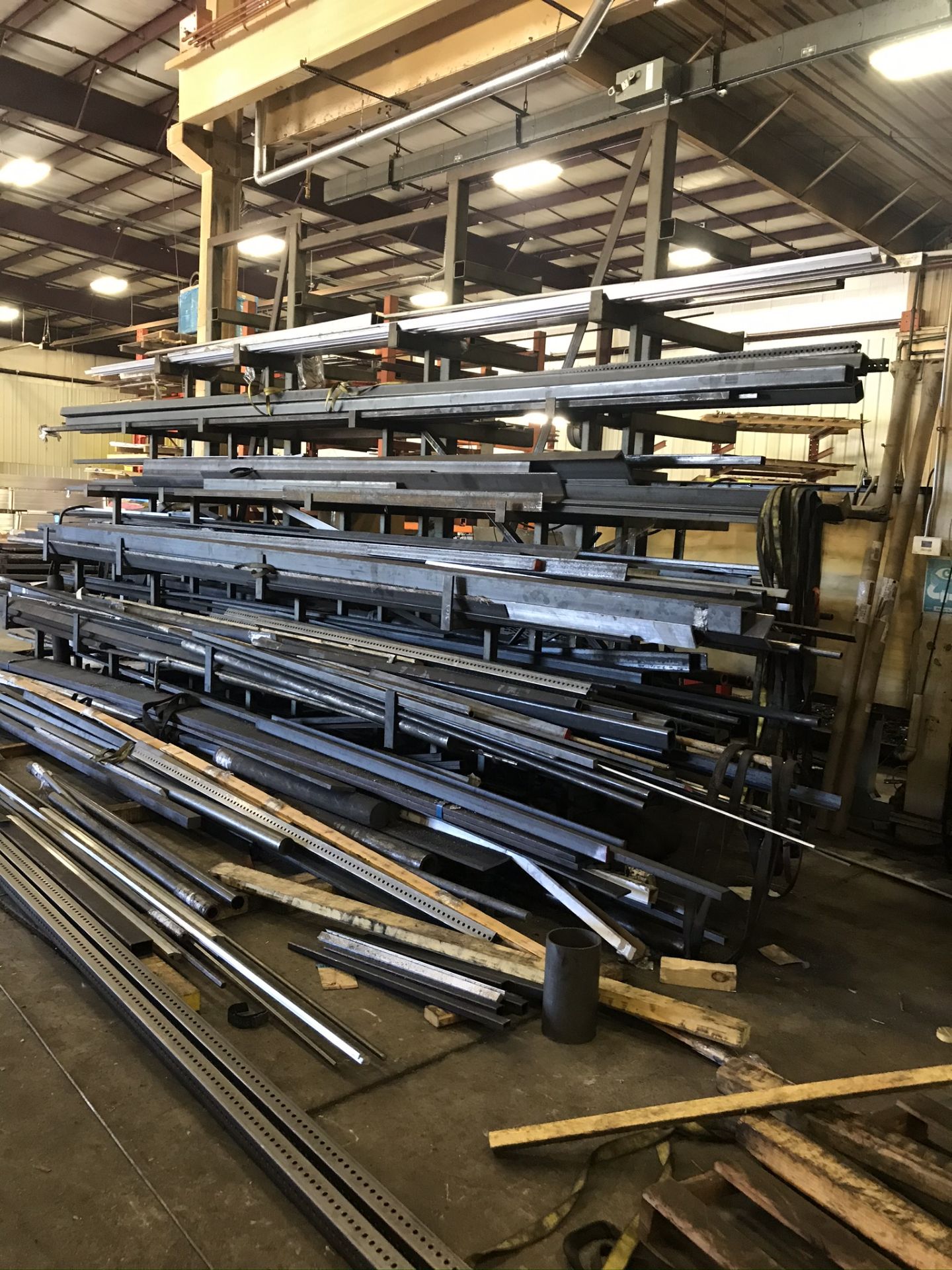 Two Sided Steel Rack Complete with Structural Steel, Bar Stock, Aluminum, Etc.