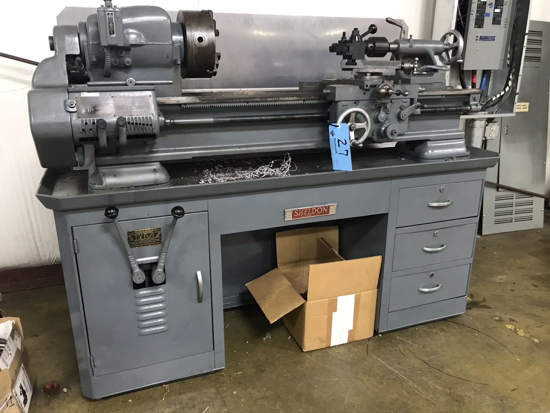 Sheldon Model TU1236-B Lathe, 12" Swing x 36" Bed, (2) 8" Chucks (3 & 4 Jaw), 1 1/2" Spindle Hole - Image 2 of 9