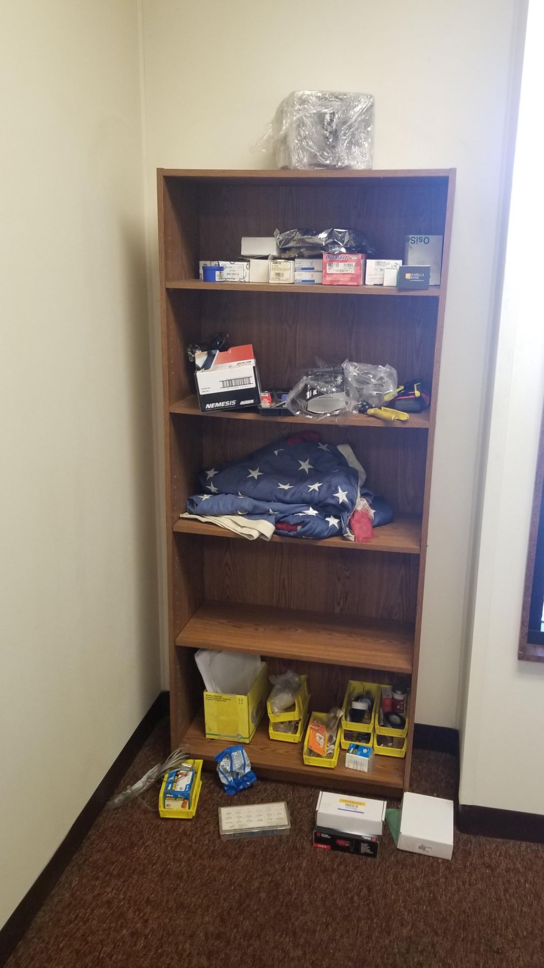 66” x 78” Desk: Grey with Brown Top and Shelf Unit - Image 3 of 3