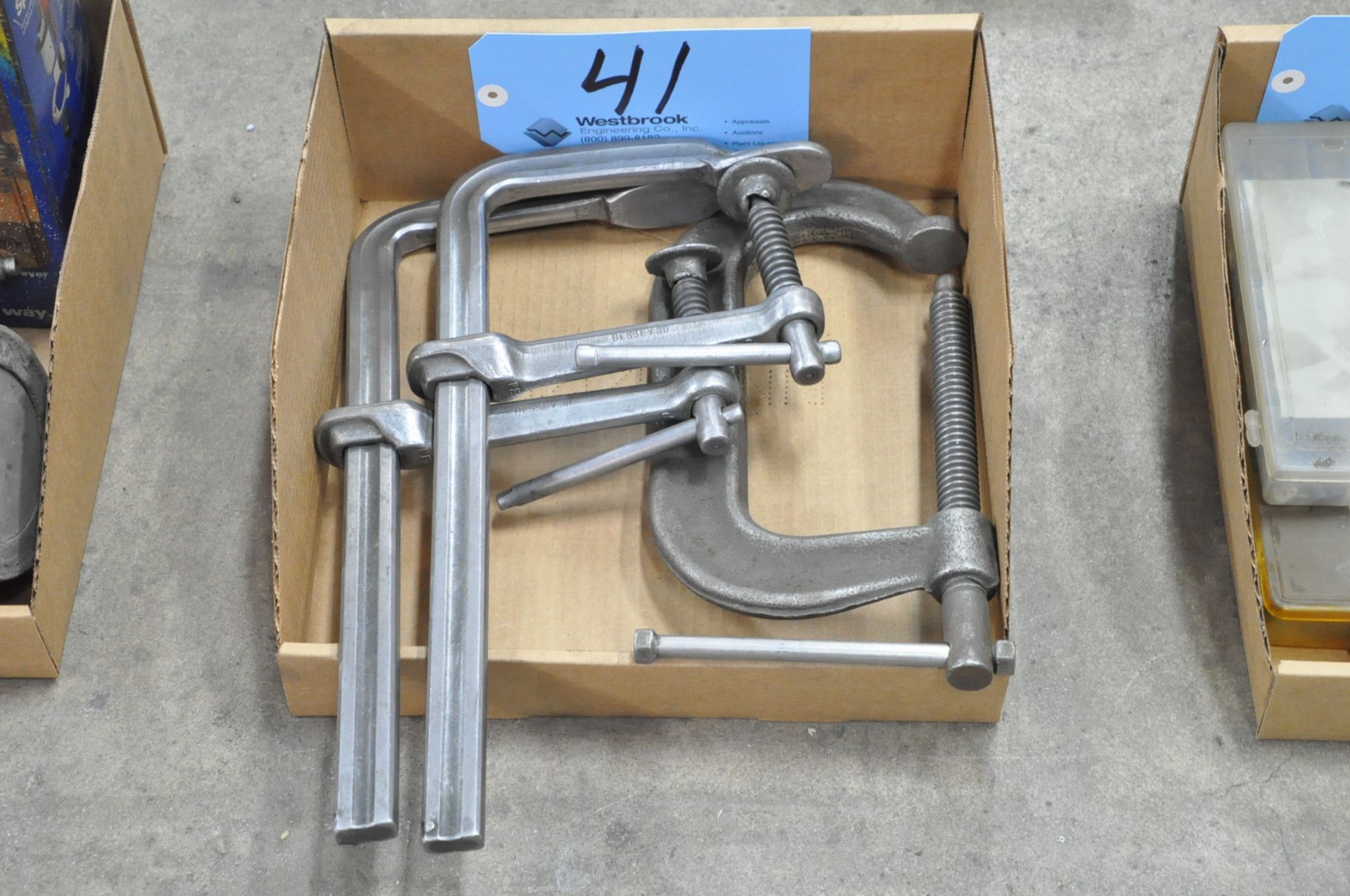 Lot-(2) Bar Clamps and (1) C-Clamp in (1) Box