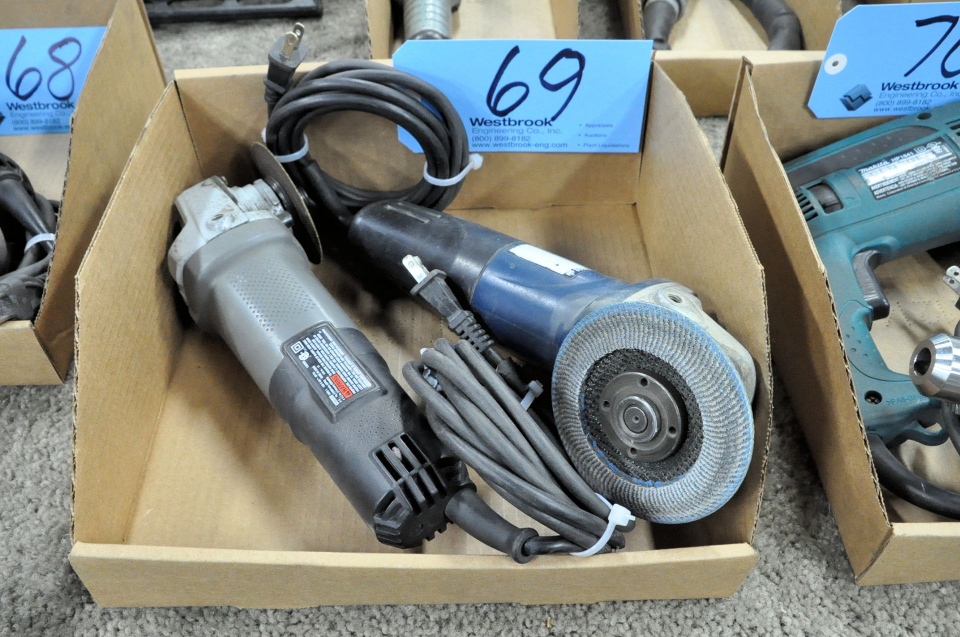 Lot-(1) Porter Cable and (1) Ryobi 4 1/2" Electric Angle Grinders in (1) Box