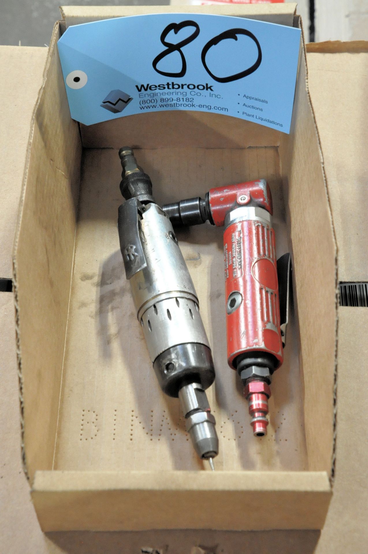 Lot-(1) Straight and (1) Angle Pneumatic Die Grinders in (1) Box