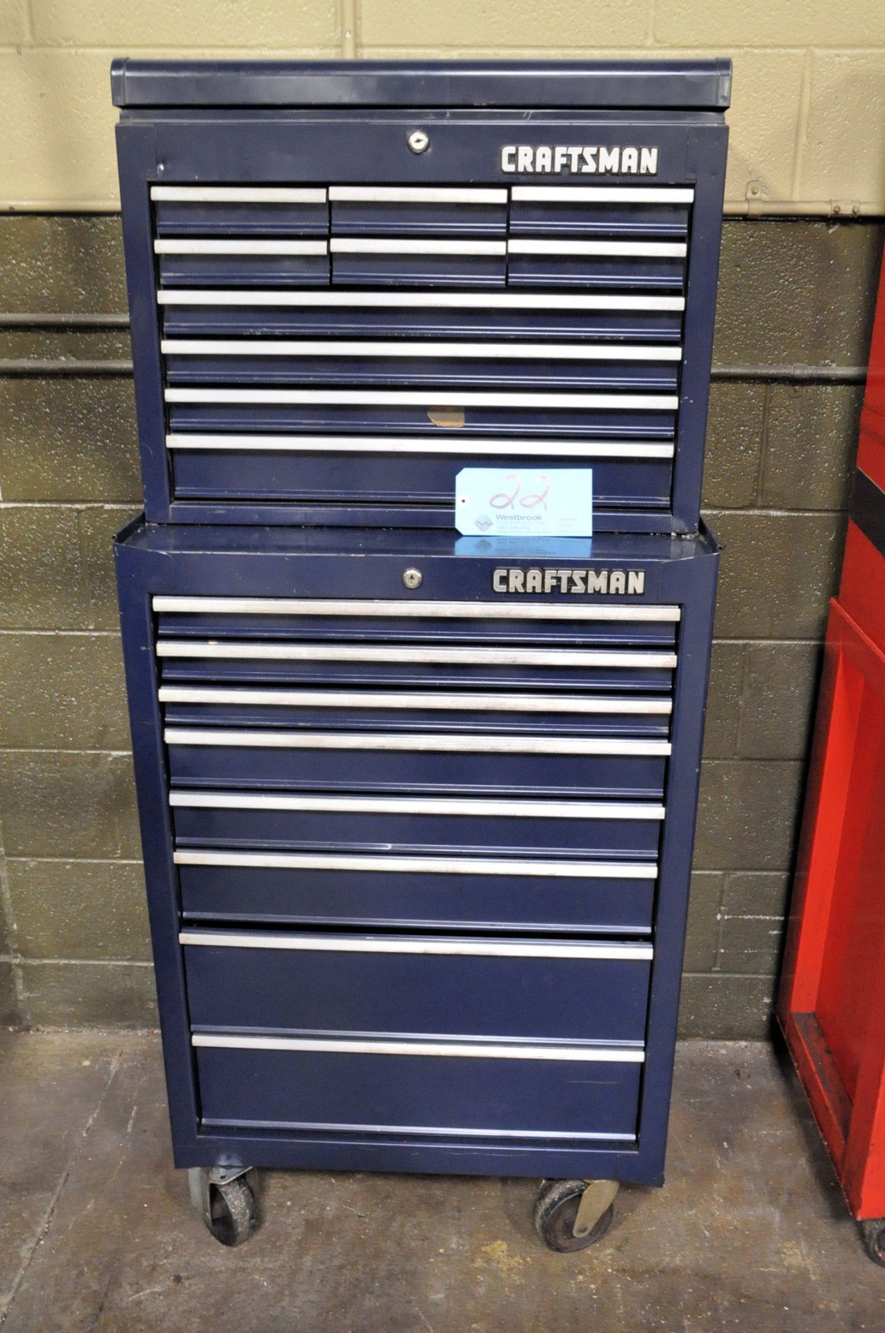 Craftsman 8-Drawer Rolling Tool Chest with 10-Drawer Flip Top Stacker Box, Blue