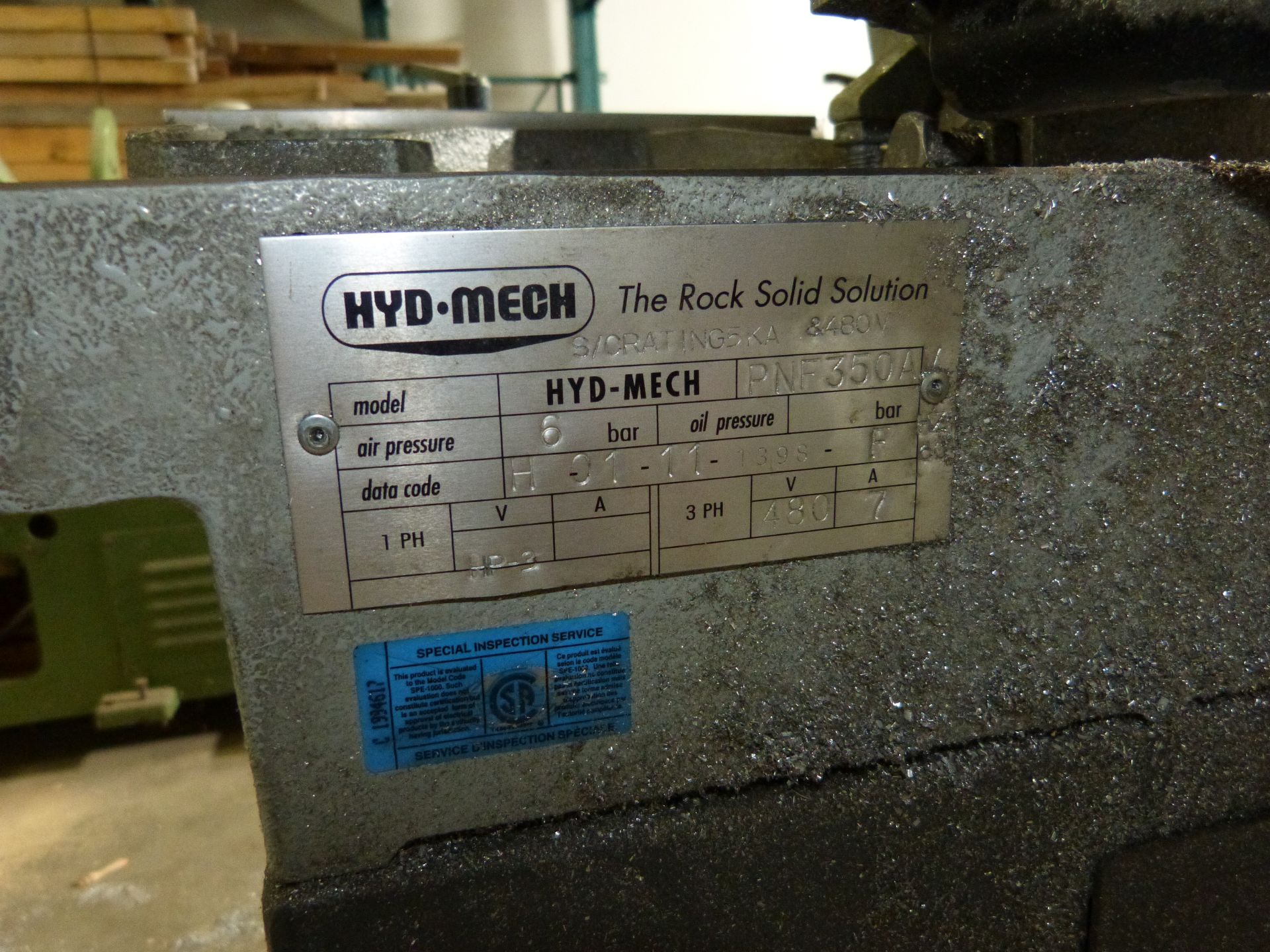HYDMECH MODEL PNF350AV COLD CUT SAW, 2 SPEED 14" BLADE, 3HP MOTOR, ROTATING TABLE - Image 4 of 4
