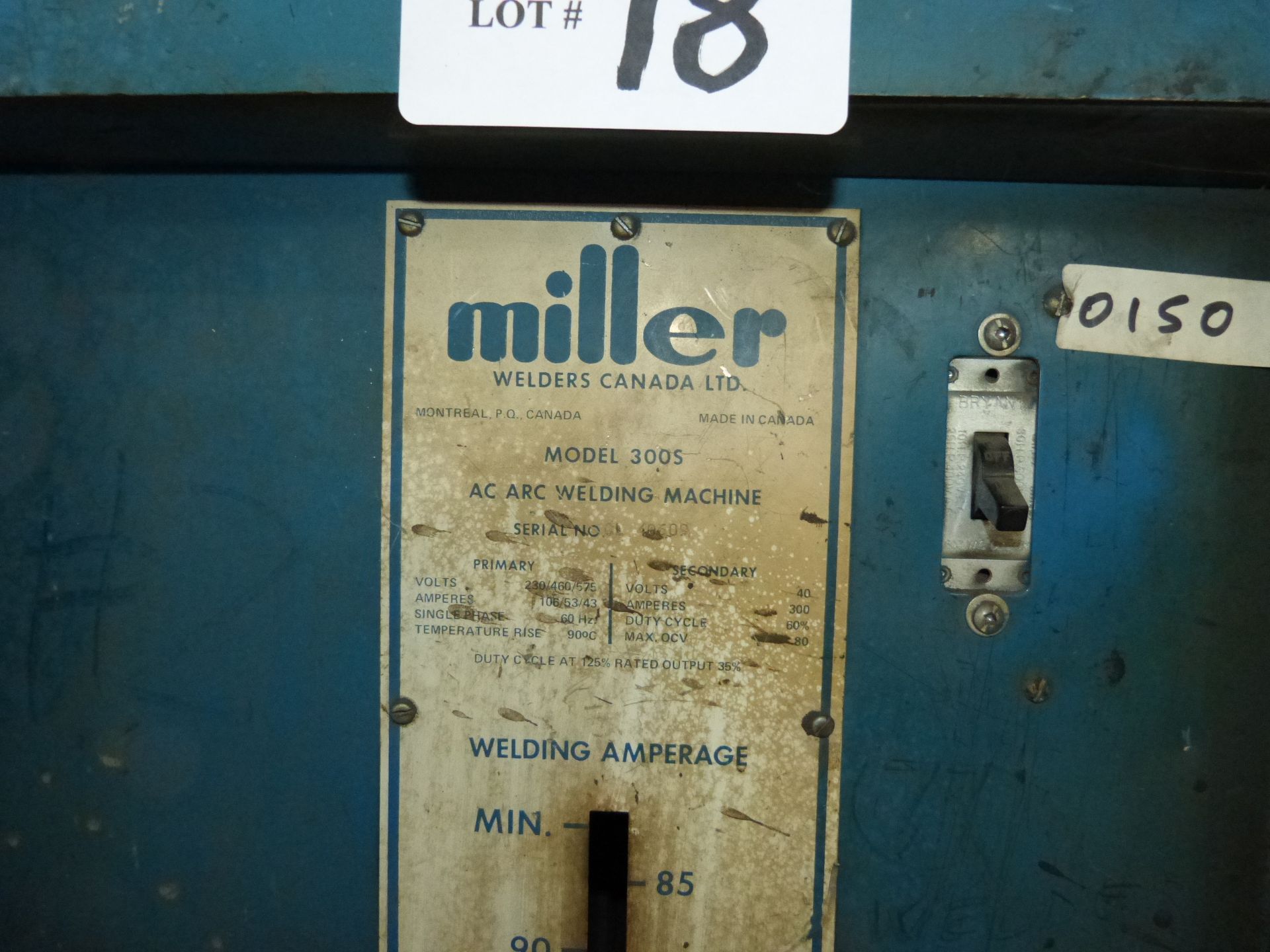 MILLER MIODEL 3005 ARC STICK WELDER 400 AMP - Image 5 of 5