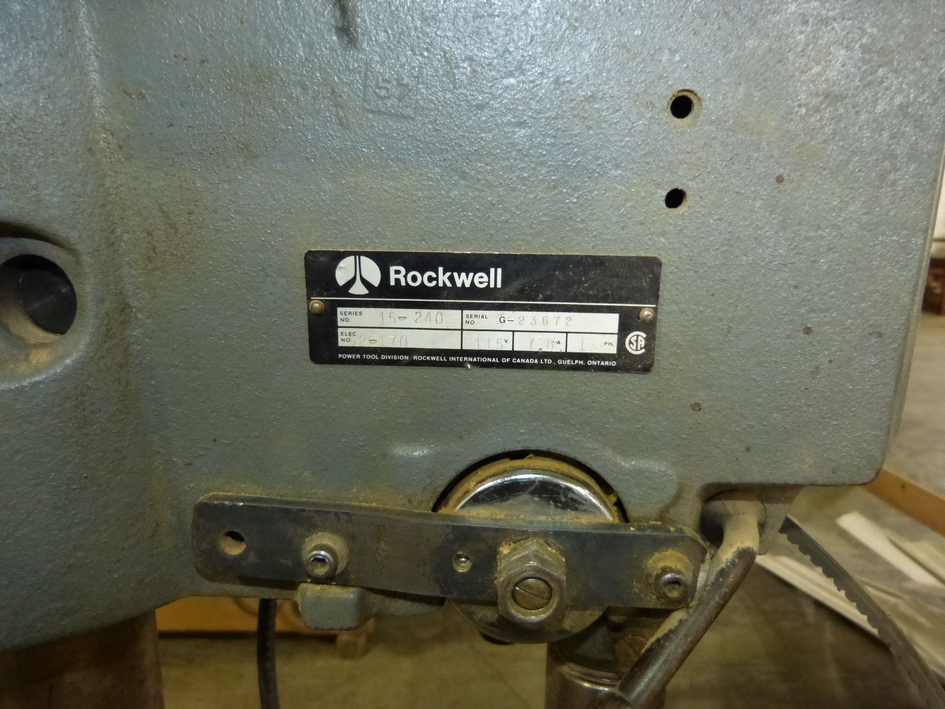 ROCKWELL FLOOR MODEL DRILL PRESS, 6' QUILL TRAVEL, 110 VOLTS - Image 3 of 3