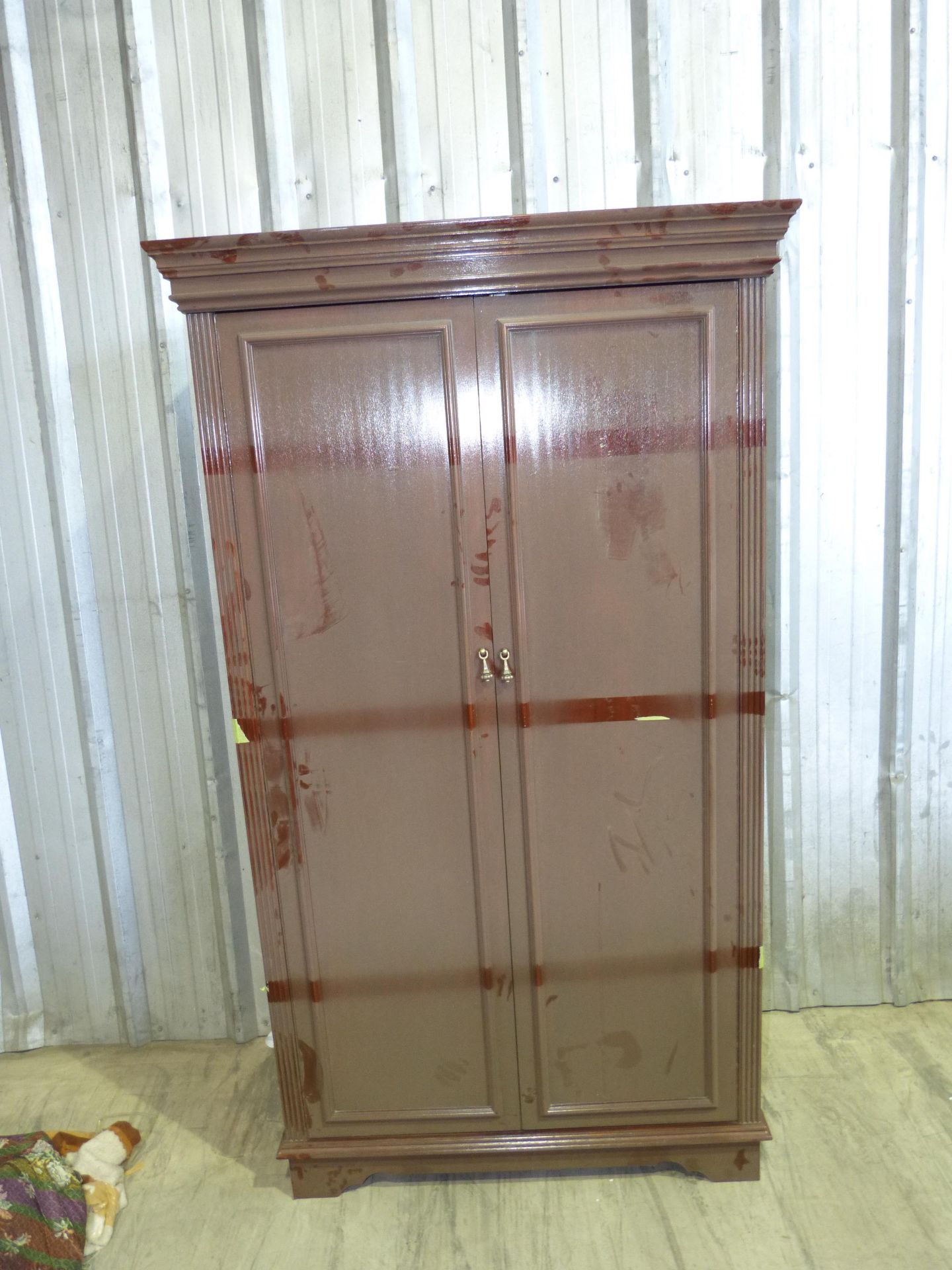 WOOD 2 DOOR UPRIGHT WARDROBE CABINET