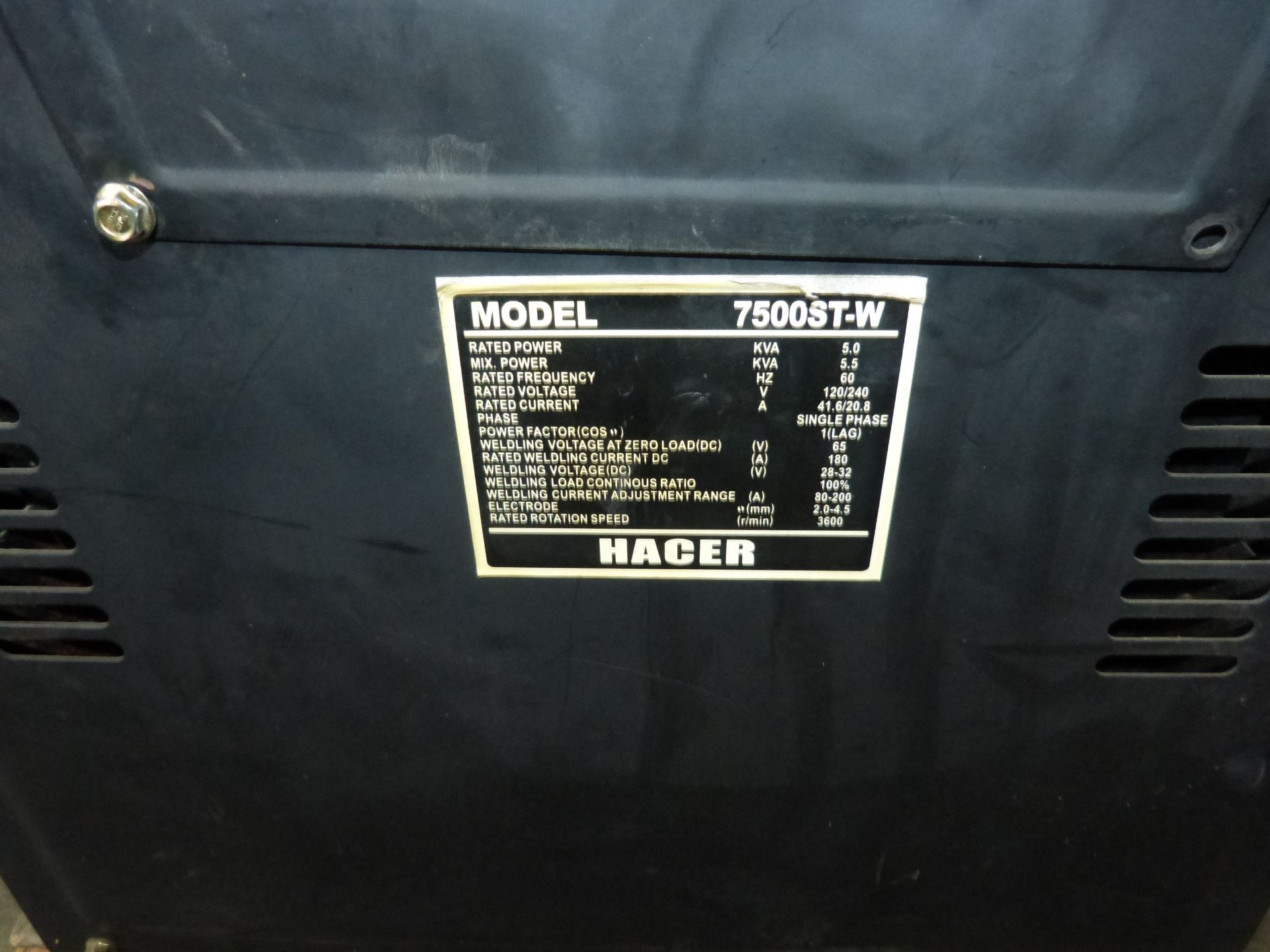 HACER MODEL 7500ST 11HP 6500/7500 WATT 180A DIESEL GENERATOR WELDER - Image 4 of 5