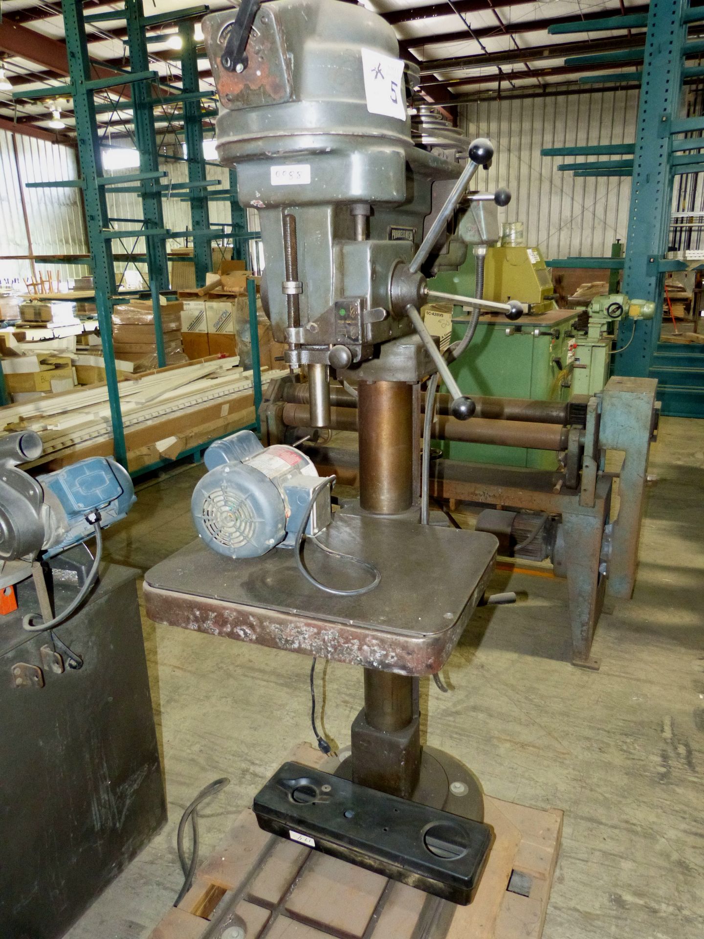 PROGRESS MODEL No4A GEAR HEAD DRILL PRESS,6" QUILL TRAVEL, POWER DOWN FEEDS, V-BELT DRIVEN