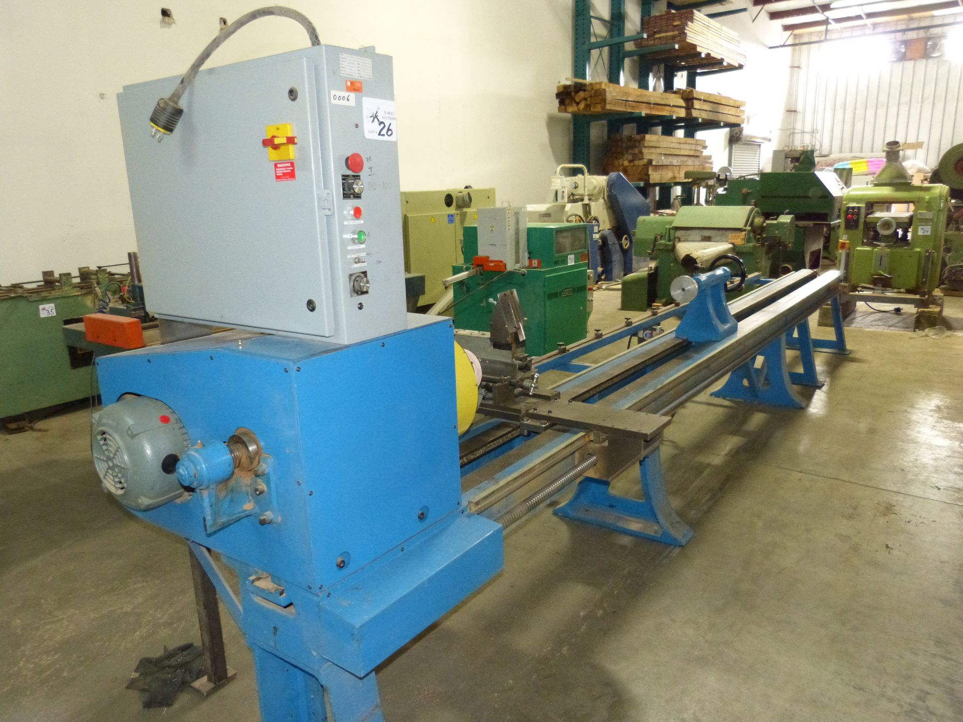 BOLTON CUSTOM WOOD TURNING LATHE, 17' CENTERS, DUPLOMATIC HYDRAULIC POWERED CROSS SLIDE