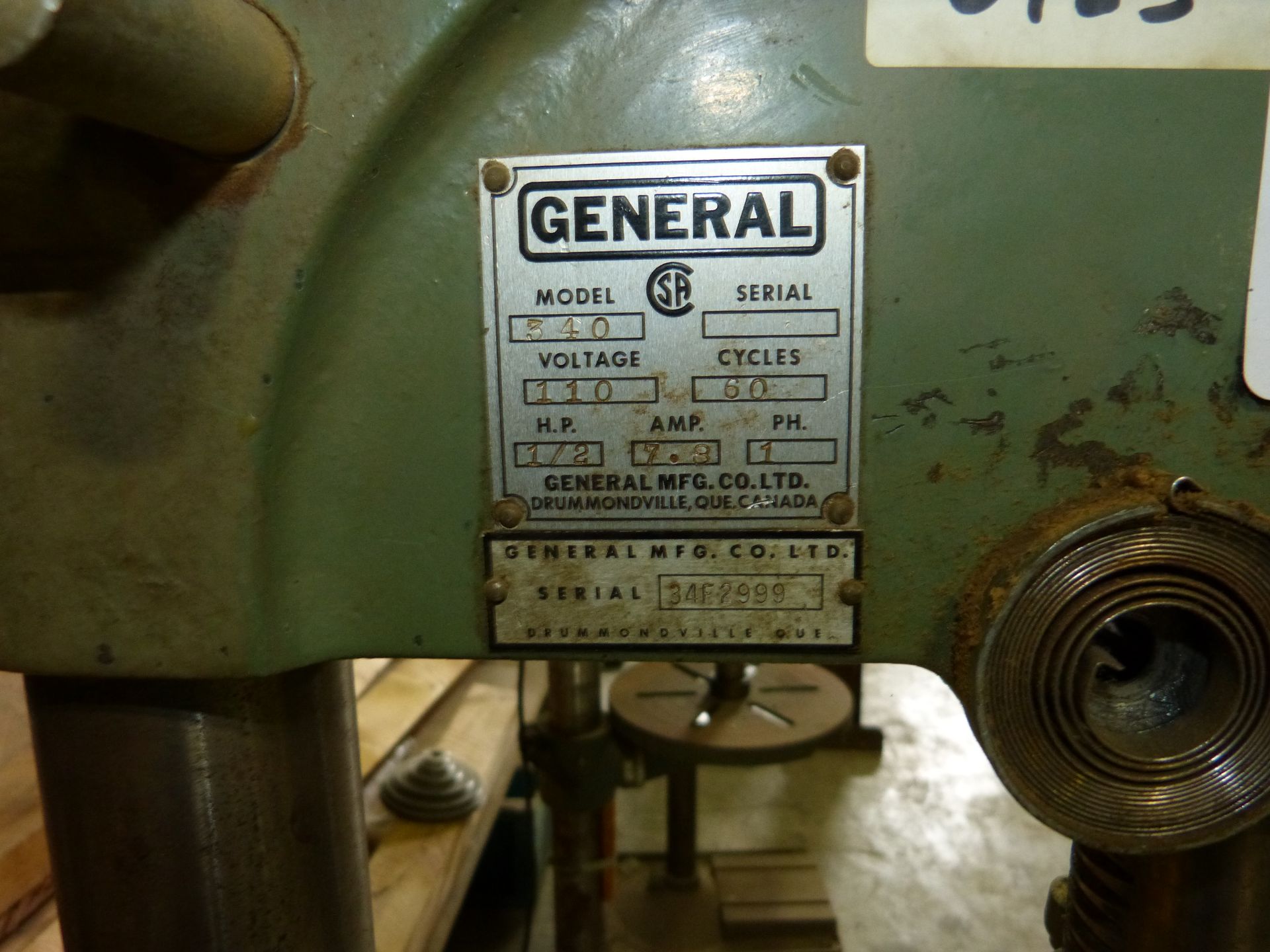 GENERAL FLOOR MOUNTED DRILL PRESS ( INCOMPLETE) - Image 5 of 5