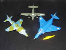 Dinky - Three unboxed Dinky Military Aircraft.