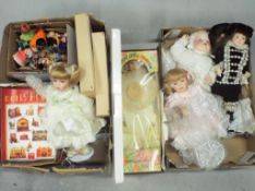 Three boxes of predominately unboxed Dolls in various scales together with a large quantity of Doll