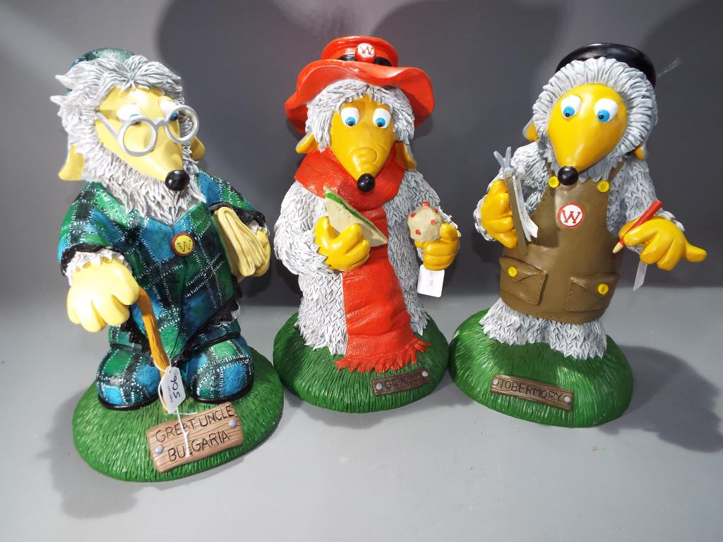 Wombles - a collection of three resin figures, depicting Great Uncle Bulgaria, Orinoco Tobermory,