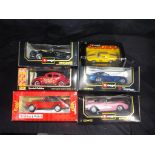 Bburago / Burago, Maisto, Polistil - Six boxed diecast model cars in 1:18, 1:24 scale and similar.