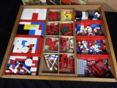 LEGO - an early LEGO system in wooden box with sliding lid and original color playcard,