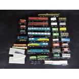 Hornby - Four unboxed Hornby OO Gauge locomotives with over 20 items of freight and passenger