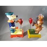 A cast iron pair of mechanical boxing figures to include Popeye and a Dog [WBOX2] This lot must be