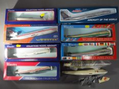 Nine plastic model kits of aeroplanes to include Sky Marks and Wooster, predominantly boxed.