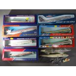 Nine plastic model kits of aeroplanes to include Sky Marks and Wooster, predominantly boxed.