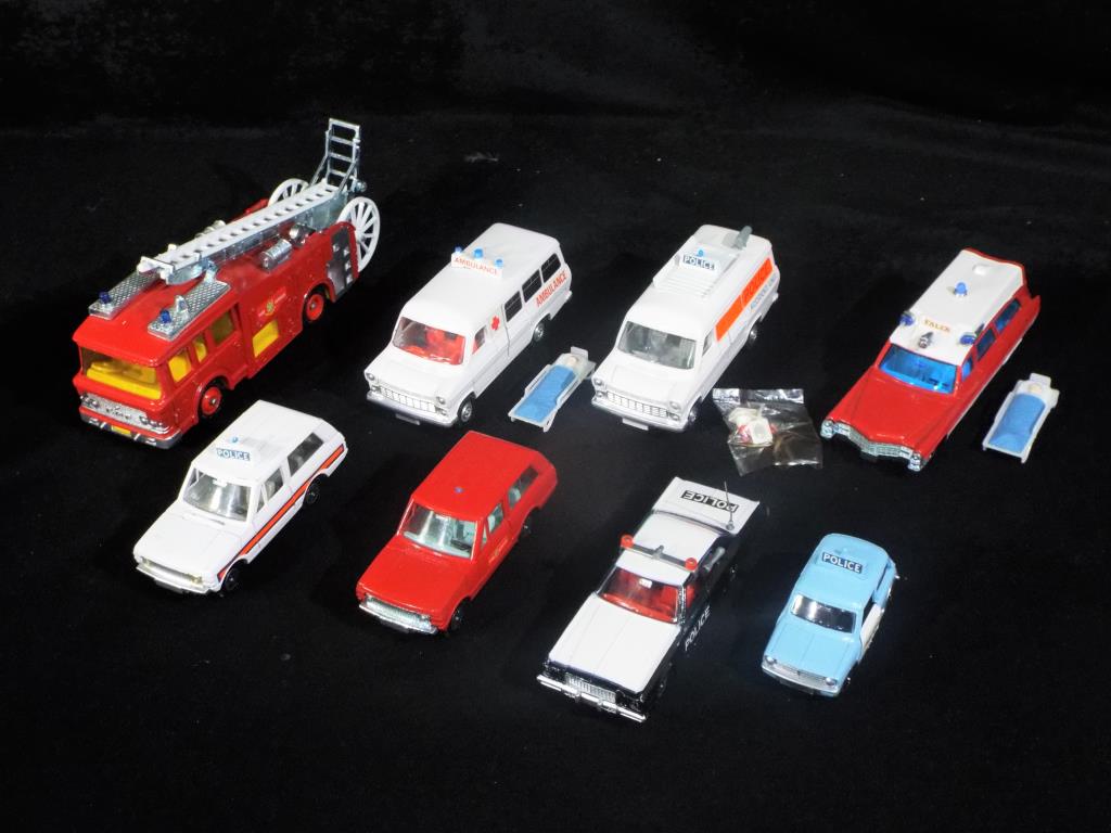 Dinky - Eight unboxed Dinky Emergency Vehicles.