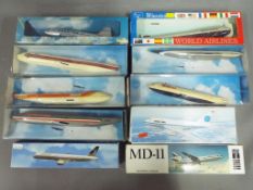 Ten plastic model kits of aeroplanes to include Wooster, Lupa, CMD and similar.
