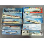 Ten plastic model kits of aeroplanes to include Wooster, Lupa, CMD and similar.