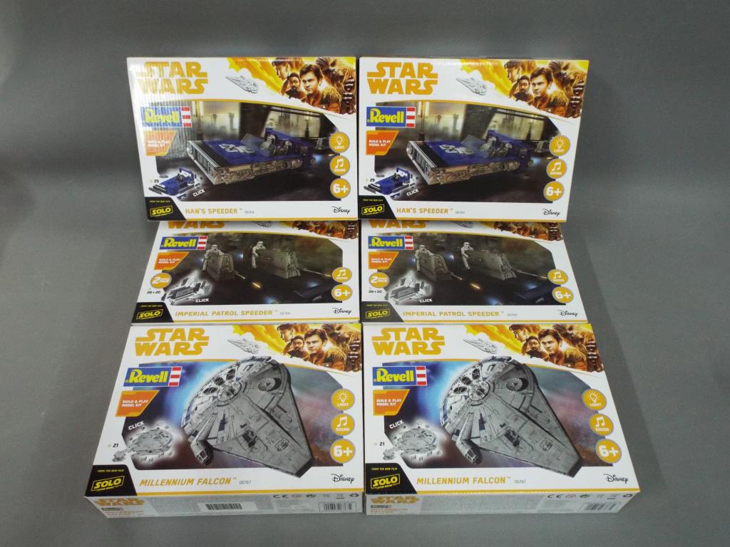 Star Wars, Revell - Six factory sealed boxed Revell model kits of Star Wars vehicles.