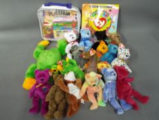 TY Beanie Babies - 17 TY Beanie Babies with TY ear tags with TY Beanies Official Club carry case