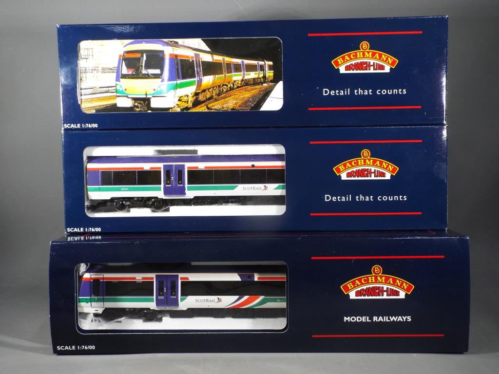 Bachmann - A boxed Bachmann Class 170 OO Gauge Turbostar 3 Car DMU Set 312461 in 'Scotrail' livery.