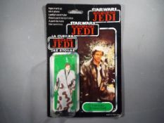 Star Wars - A Palitoy (General Mills) tri logo Han Solo (In Trench Coat) action figure contained in
