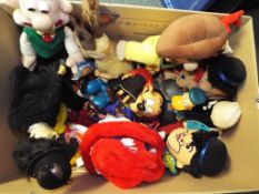 Dolls - a quantity of vintage predominantly soft toys to include various TV characters,