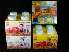 Lego - Three Lego storage Bricks in their original outer packaging;