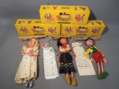 Pelham - Three Pelham puppets to include SL Winged Fairy, SS Tyrolean Boy and a SS Gypsy,
