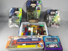 A mixed lot to include three factory sealed Star Wars figures by Kenner to include Luke Skywalker,